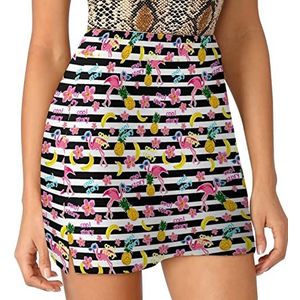 Flamingo, Ananas Dames Skorts Hoge Taille Tennisrok Gelaagde Korte Mini Rok Culottes Skorts Met Zakken XL