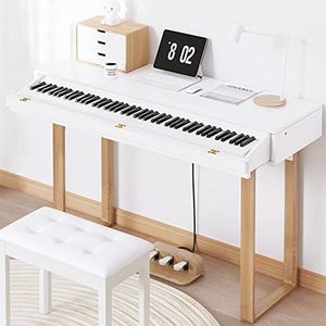 Elektrische piano 88 toetsen zware hamer thuis beginner volwassen moderne bureaulade elektrische piano, touch elektronisch toetsenbord, piano/gebakken lak mat wit + vierkante poten + multifunctionele