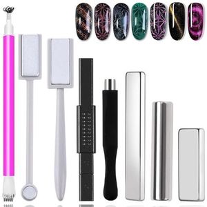 Umiup Nail Art Gereedschap magneetstift, 8 stuks DIY Magic 3D nagel magneet stick set te gebruiken met Cat Eye gel poeder of nagellak magnetische pen kat eye pen voor ideaal kattenogen magisch effect