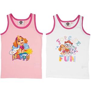 Paw Patrol Onderhemd voor meisjes en kinderen, tanktop, overhemd, ondergoed, roze/wit, verpakking van 2 stuks, multicolor, 110/116 cm