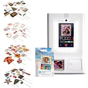 HP Sprocket Fotohokje Instant kleurenfotoprinter (Wit) + Zinkpapier (100 vellen) + Bruidsaccessoires (23) + Verjaardagsaccessoires (25) & meer
