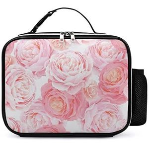 Elegance Kleur Roze Rozen Afneembare Maaltijd Pack Herbruikbare Lederen Lunch Box Container Draagbare Lunch Bag