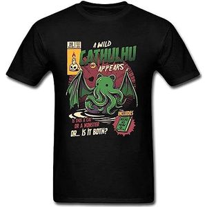 A Wild Cathulhu T Shirt Funny Cat Cthulhu Tshirt Men Tshirts Printed Summer Autumn Tops Tees O-Neck Clothes Cartoon Wholesale Men overhemden(Small)