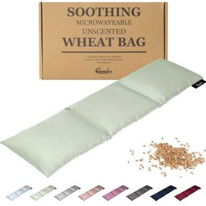 Qomfor - Pittenzak met Zachte Katoenen Hoes - Langwerpig 46 x 12 cm - Geurloos - Gevuld met Tarwe - Lichtgroen