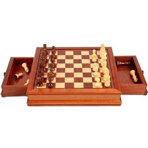 Schaakspel Bordspellen Massief Houten Schaakspel Met Dubbele Lade Magnetische Handgemaakte Stukken Schaakbord Multifunctioneel Voor Volwassenen Games voor Volwassenen(41 * 41cm)