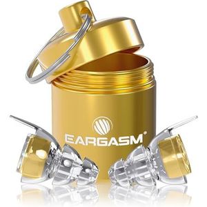Eargasm High Fidelity Goud Oordopjes – Herbruikbare gehoorbescherming Oordopjes voor concerten, muziekfestivals, raves, muzikanten, motorfietsen, luide omgevingen – Geluidsreductie NRR 16 dB