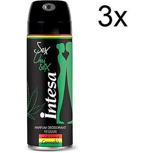 3x Intesa Unisex deospray Cannabis hennepzaadolie parfum deodorant deodorant deodorant spray 125 ml