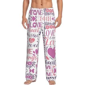 Lovely Hearts Heren Lange Lounge Wear Broek Nachtkleding Pyjama Bottoms Nachtkleding Nachtkleding Met Zakken En Trekkoord, Wit, S