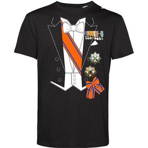 T-shirt kind Koning Kostuum | Koningsdag kleding | oranje t-shirt | Zwart | maat 128