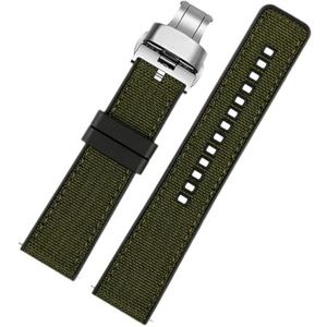 LUGEMA Nylon Canvas Rubber Horlogeband Heren Siliconen Bodem Waterdichte Vlindergesp Polsband Armband Accessoires 20mm 22mm 24mm (Color : Army green 03, Size : 20mm)