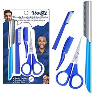 Snor Schaar Verzorging Kit Kam - Movember Travel Scheermes Mens Baard Trimmer Rechte Rand Rvs Shaping Tool Voor Mannen Na Zwarte Kleur Dye Sikkel Shaper Clippers Balsem Kammen Wassen Borstel