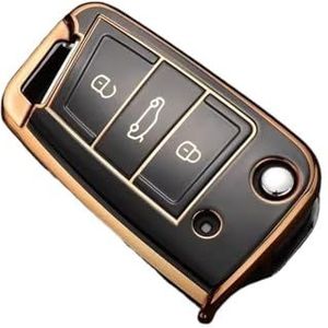 Autosleutel beschermhoes Autosleutel Case Volledige Cover Fob Voor Golf 7 MK7 Voor Tiguan MK2 Voor Ateca Voor Leon FR 2 Voor Ibiza Voor Octavia(Schwarz)