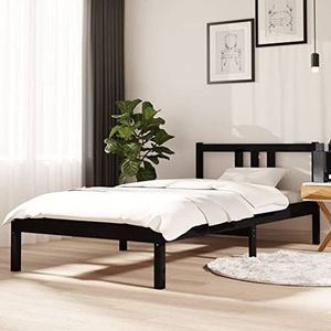 Gecheer Bedframe zwart massief hout 90 x 190 cm 3FT eenpersoonsbed # 3