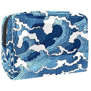 Waterdichte cosmetische tassen, abstracte golf blauwe print reizen cosmetische tassen, multifunctionele draagbare make-up tassen, reizen cosmetische tas organizer voor vrouwen