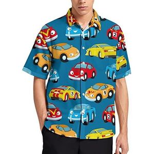 Leuke Kleurrijke Cars Hawaiiaanse Shirt Voor Mannen Zomer Strand Casual Korte Mouw Button Down Shirts met Pocket