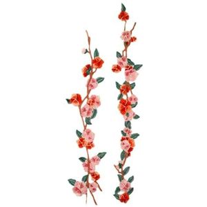 Retro Chinese Cheongsam-jurk met lange mouwen en geborduurde bloemen for optredens en evenementen(XY434755pink)