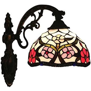 Tiffany-Stijl Wandlicht, Barokkerontwerp, 8-Inch Glazen Lampenkap, Balkonverlichting En Gang