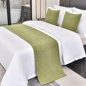 ZYDZ Effen kleur hotellopersjaal - eenvoudige bedsprei, hoogwaardige beddendeken, beddengoed bescherming decoratie, luxe bedhanddoek (groen, twin/eenpersoons, 19,7 x 70,8)