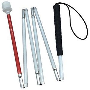 Aluminium Inklapbare in 6 Delen Blindenstok,Opvouwbare Mobiliteitsstok,Witte Stok