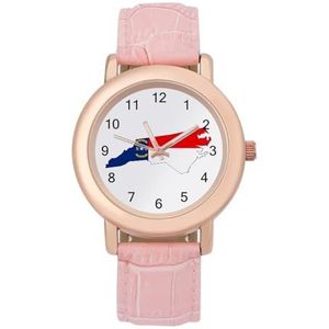 North Carolina State Vlag Kaart Horloges Voor Vrouwen Mode Sport Horloge Vrouwen Lederen Horloge