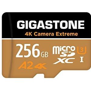 [5 jaar gratis gegevensherstel] Gigastone 256GB micro SD geheugenkaart, Camera Extreme, SDXC UHS-I A2 U3, 100/60 MB/s lees- en schrijfsnelheid, geschikt voor Aktiecamera, GoPro, DJI, micro sd card