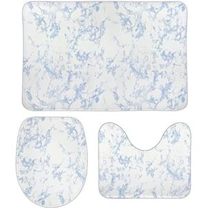 Blauwe marmeren textuur badkamer tapijten set 3 stuks antislip badmatten wasbare douchematten vloermat sets 50 cm x 80 cm
