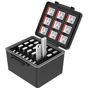 JJC 2IN1 USB & Geheugenkaart Organizer voor 25 USB Flash Drives + 9 SD + 18 Micro SD - Opbergkoffer
