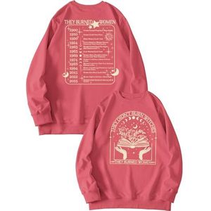 MLZHAN They Didn't Burn Witches Front Print Vrouwen Sweatshirt Ze Burned Feministische Heksen Terug Gedrukt Lange Mouw Shirt Tops, Rood, S