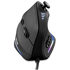 Verticale gamingmuis, bekabelde Rgb ergonomische USB-afstandsbediening programmeerbare Dpi 10000 voor muisjoystick-spelers, geschikt voor desktopcomputers en laptops (zwart)