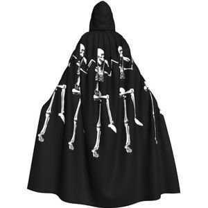 NEZIH Halloween Verstelbare Skelet Schedel Volledige Lengte Carnaval Cape Met Hood, Unisex Cosplay Kostuums Mantel Voor Volwassenen 190cm