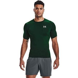 Under Armour Herren UA HG Armour Comp SS, kurzärmliges Funktionsshirt, schnelltrocknendes T-Shirt met Kompressionspassform, Bosgroen (301)/Wit, M