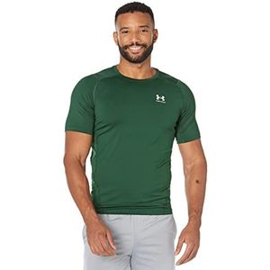 Under Armour HeatGear Compressieshirt, korte mouw, heren, groen (Forest Green 301)/wit, maat M