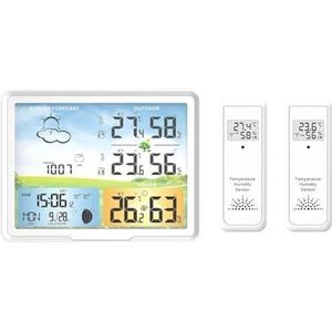 Weerstationklokken Draadloze digitale thermometer Hygrometer Voorspellingskalenders Maanfase Snooze-wekker PT20B,Nauwkeurig voorspellen(GD20B)