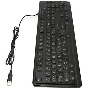 Toetsenbord met Grote Toetsen, USB Bedraad Ergonomisch Toetsenbord Plug-and-play Grote Vetgedrukte Letters Standaard op Volledige Grootte Verlicht Vermoeide Ogen voor Slechtzienden voor Smart TV's