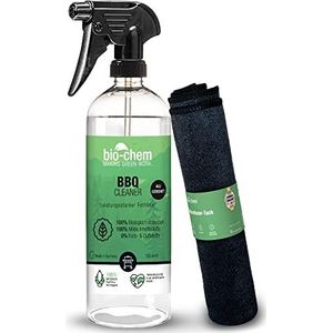 Bio-Chem BBQ-Cleaner grillreiniger 750 ml + microvezeldoek - effectieve reiniging in professionele kwaliteit - grillrooster onderhoudsspray geurneutraal en materiaalvriendelijk voor elk oppervlak,