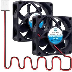 WINSINN DC 70mm Fan 12V 7025 Dual Kogellager Borstelloze Koeling 70x25mm 2PIN (Pack van 2 stuks)