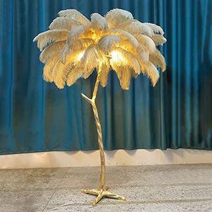 Veren vloerlamp Natuurlijke Struisvogelveren Vloerlamp Struisvogelveren Lamp Leeslamp for Moderne Woonkamer Decoratie Led Lamp for Decoratie Slaapkamer(Size:H170_KHAKI)