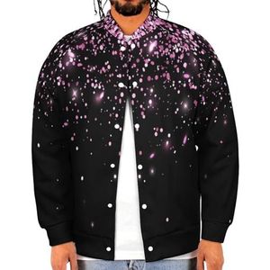 Roze Vallende Deeltjes op Donkere Grappige Mannen Baseball Jacket Gedrukt Jas Zacht Sweatshirt Voor Lente Herfst