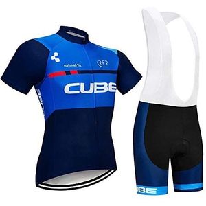 Wielertrui Wielerkleding Korte Mouw Sneldrogende MTB Bike Jersey Ademend Basic Bike Shirts met Reflecterende Strip voor Sport - blauw - XXL