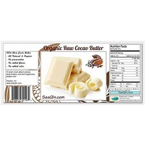 1/2 Lb Cocoa Boter, Pure, Raw, Onbewerkt. Onbewerkt kwaliteit en geur. Gebruik voor lotion, crème, lippenbalsem, olie, stick of boter. Non-GMO by SaaQin