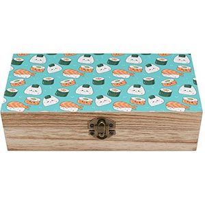 Cartoon Rolls En Sushi Houten Doos Met Deksel Opbergdozen Organiseren Sieraden Doos Decoratieve Dozen Voor Vrouwen Mannen