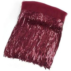 Kwastjes 1/2/4Yard 20 cm pailletten kwastje kant trim glitter franje lint doe-het-zelf handgemaakte dans prestaties kleding decoratie materiaal (kleur: 6wijnrood, maat: 2 meter)