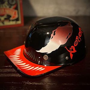 Vintage Motorhelm, Volwassenen Skull Cap Open-Face Halve Helm DOT Goedgekeurde Baseball Cap Half Shell Helm voor Scooter Bromfiets Mannen en Vrouwen Street Cruiser Helm Decoration
