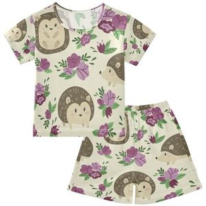 YOUJUNER Kinderpyjama set schattige egel T-shirt met korte mouwen zomer nachtkleding pyjama lounge wear nachtkleding voor jongens meisjes kinderen, Meerkleurig, 6 jaar