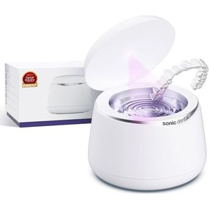 Sonic Pro Dental Cleaning Pod, 43kHz Ultrasonic Retainer Cleaner Machine for Dentures, Mouthguards, Braces, Aligners, Toothbrush Heads, Jewellery & All Dental Appliances (Pearl White)
