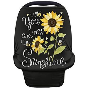 TOADDMOS Autostoelhoes met zonnebloem met bij voor baby's, verpleeghoes, zachte ademende autostoelluifel voor baby's, winkelwagen/kinderstoelen/kinderwagenhoezen (You are My Sunshine)