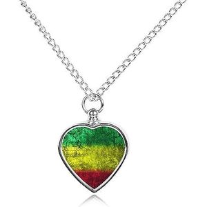 Rood Geel Groen Rasta Vlag Hart Urn Ketting Voor As Crematie Sieraden Memorial Hanger Keepsake