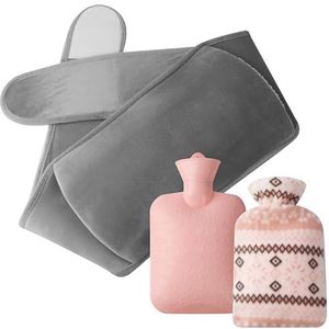 1 liter warmwaterkruik met zachte band voor warmtetherapie op buik, hals, schouders, rug en benen