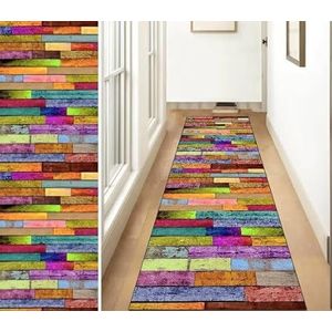 ZUZEKU Lange loper, antislip, tapijt, keuken, moderne gang, tapijtmatten, 90 x 600 cm, kleurrijk, keukentapijt, slaapkamer, eetkamer, polyester, per meter aanpasbaar