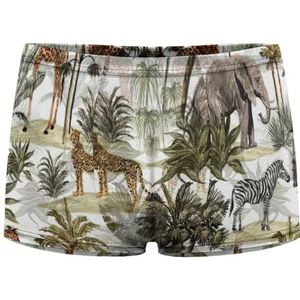 Tropische Hawaiiaanse palmbomen wilde dieren heren boxershorts sexy shorts mesh boxers ondergoed ademende onderbroek string